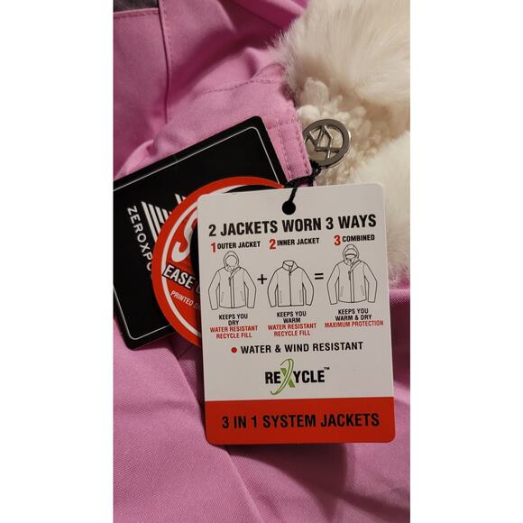 Girls ZeroXposur Pink Gray Heavyweight Waterproof Winter 3 In 1 Coat Sz L 14/16 - Picture 7 of 11